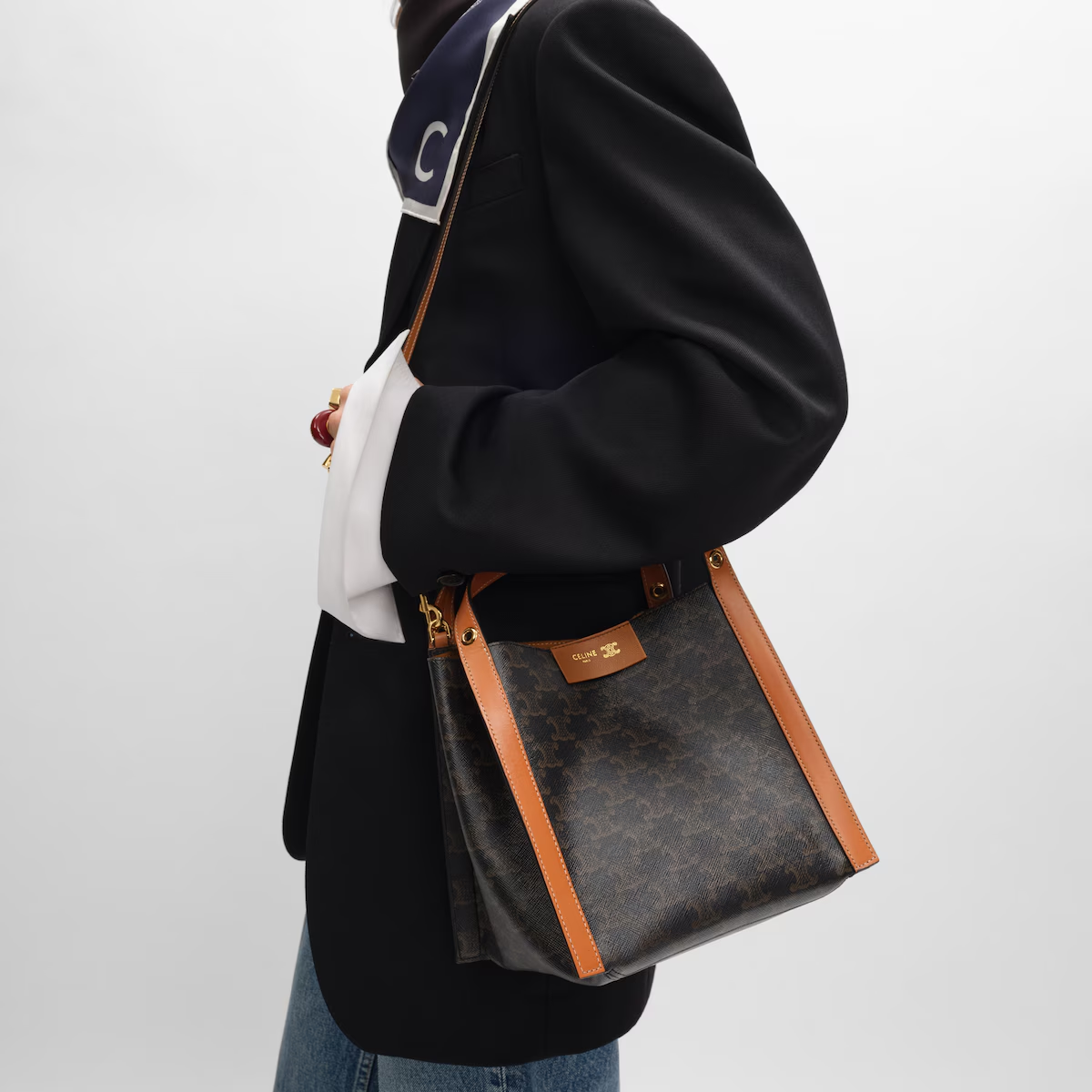 C-E-L-I-N-E Small Cube Bag in Triomphe Canvas – Everyday Luxe Women Bag (Brown)