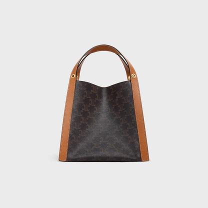 C-E-L-I-N-E Small Cube Bag in Triomphe Canvas – Everyday Luxe Women Bag (Brown)