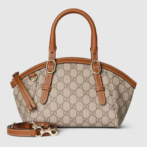 G-U-C-C-I GG Emblem Small Top Handle Crossbody – Signature Luxe Women Bag (Brown)