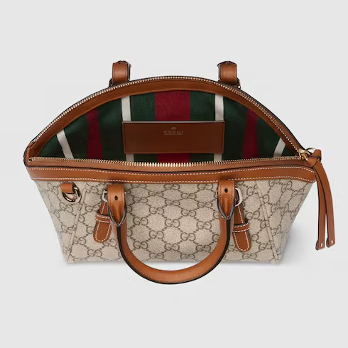 G-U-C-C-I GG Emblem Small Top Handle Crossbody – Signature Luxe Women Bag (Brown)