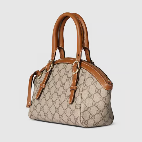 G-U-C-C-I GG Emblem Small Top Handle Crossbody – Signature Luxe Women Bag (Brown)