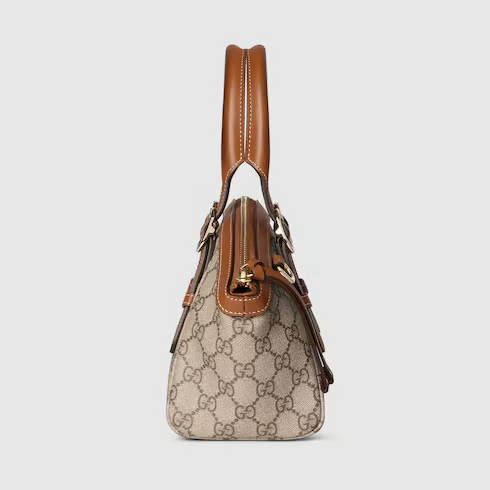 G-U-C-C-I GG Emblem Small Top Handle Crossbody – Signature Luxe Women Bag (Brown)