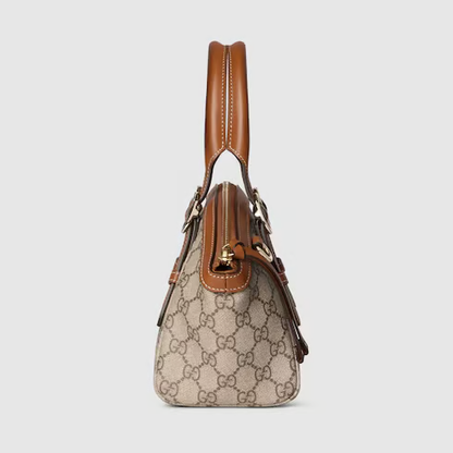 G-U-C-C-I GG Emblem Small Top Handle Crossbody – Signature Luxe Women Bag (Brown)