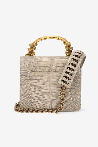 R-O-B-E-R-T-O C-A-V-A-L-L-I Borsa Bordeaux Con Serpenti – Luxury Statement Women Bag (Beige)