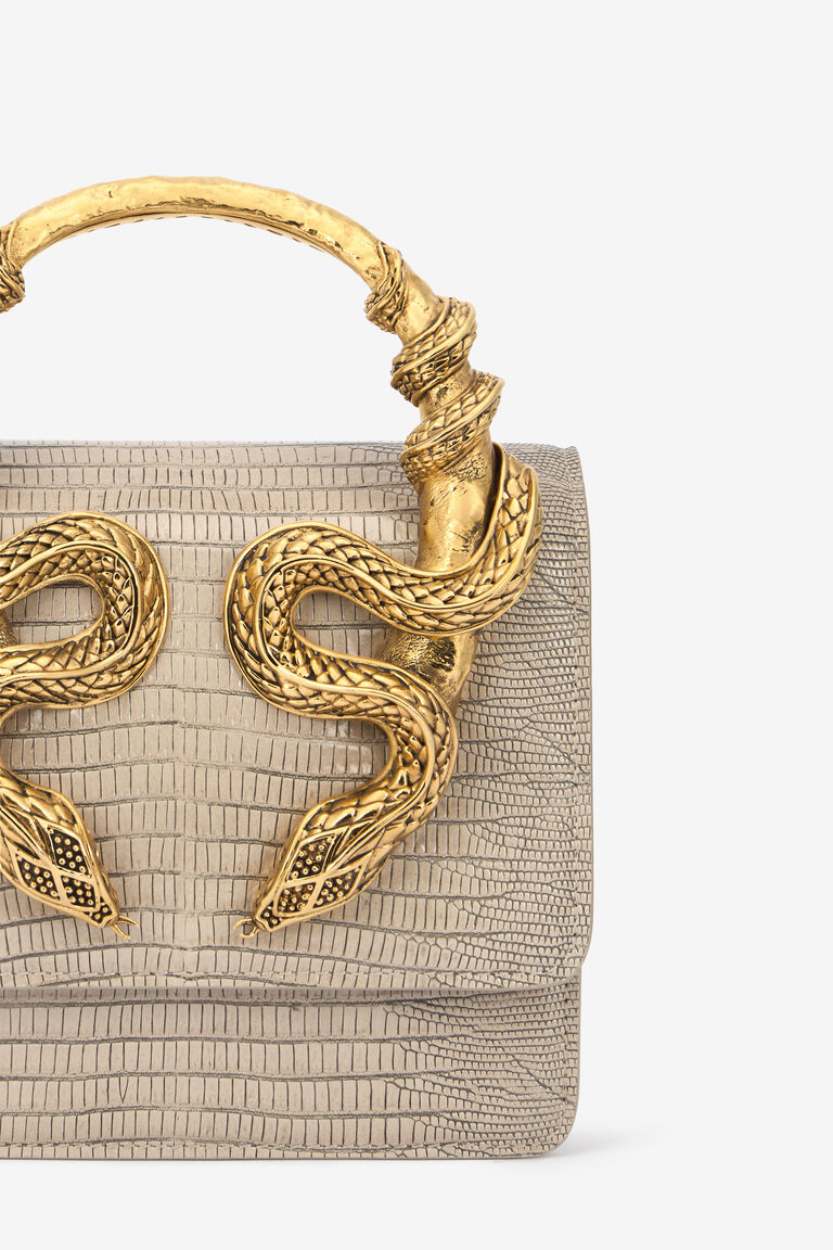 R-O-B-E-R-T-O C-A-V-A-L-L-I Borsa Bordeaux Con Serpenti – Luxury Statement Women Bag (Beige)