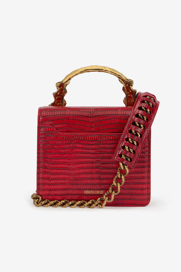 R-O-B-E-R-T-O C-A-V-A-L-L-I Borsa Bordeaux Con Serpenti – Luxury Statement Women Bag (Red)