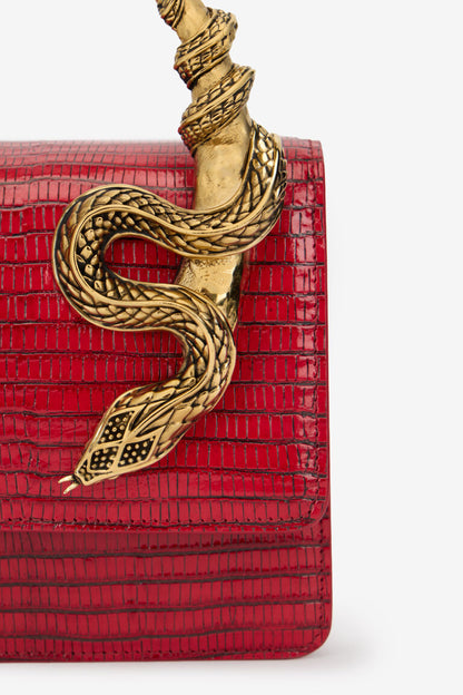 R-O-B-E-R-T-O C-A-V-A-L-L-I Borsa Bordeaux Con Serpenti – Luxury Statement Women Bag (Red)