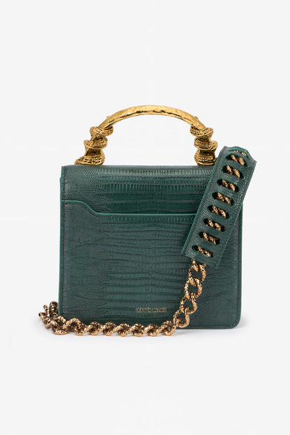 R-O-B-E-R-T-O C-A-V-A-L-L-I Borsa Bordeaux Con Serpenti – Luxury Statement Women Bag (Green)