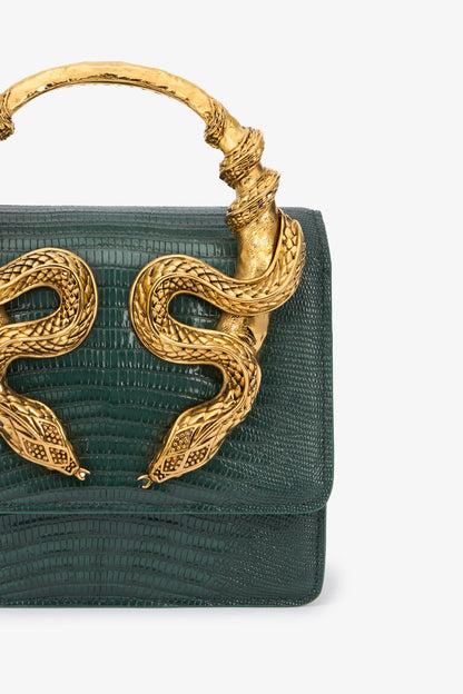R-O-B-E-R-T-O C-A-V-A-L-L-I Borsa Bordeaux Con Serpenti – Luxury Statement Women Bag (Green)