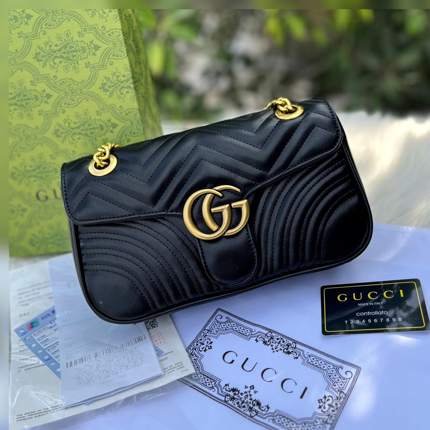 Luxury Women Bag - Gucci Marmont-Inspired Handbag (Black)