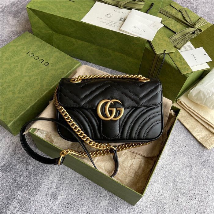 Luxury Women Bag - Gucci Marmont-Inspired Handbag (Black)