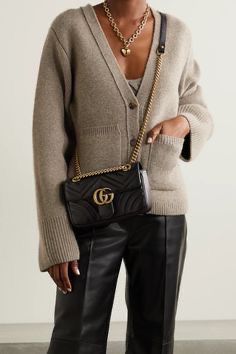 Luxury Women Bag - Gucci Marmont-Inspired Handbag (Black)