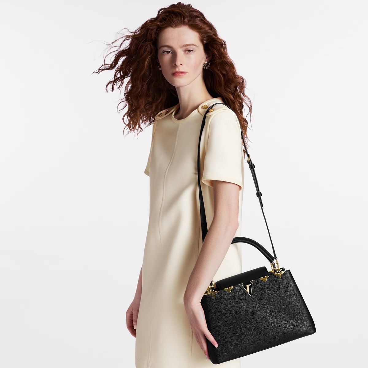 Luxurious Women Bag - Louis Vuitton-Inspired Capucines Leather Handbag + Brand Accessories