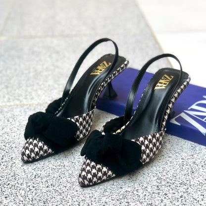 Zara Bow Heels – High-Quality Women Footwear (Black)