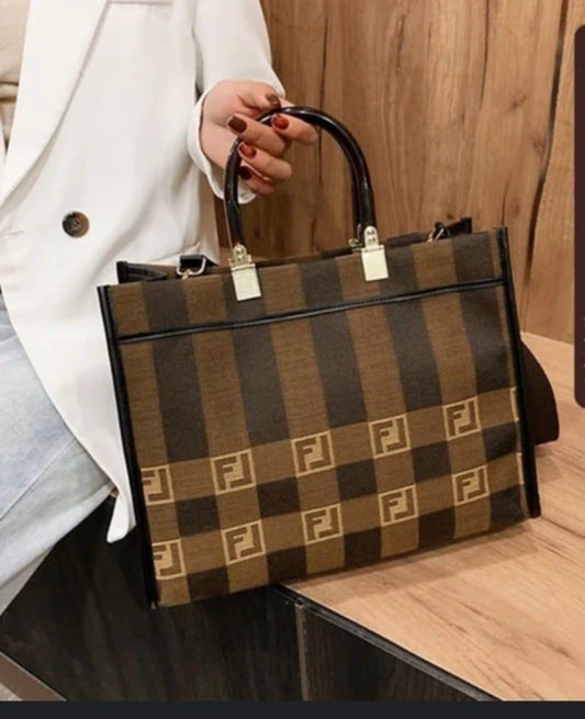 FENDI Tote Monogram Canvas – Stylish & Spacious Women Bag (Brown/Black)