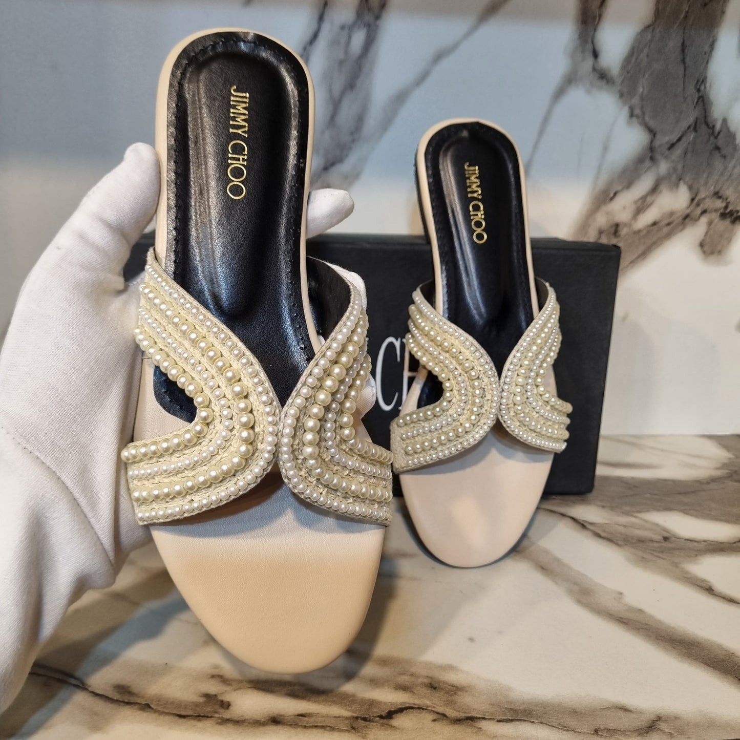 New Arrival – Jimmy Choo Flats | Women Footwear (Cream/Beige)