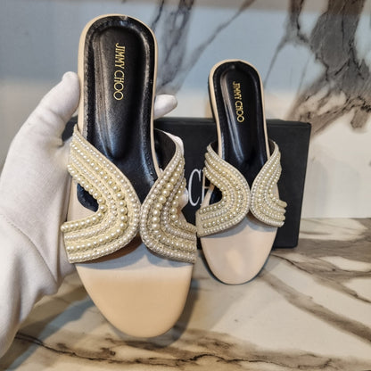 New Arrival – Jimmy Choo Flats | Women Footwear (Cream/Beige)