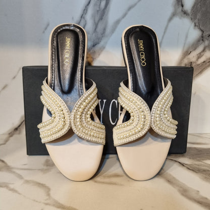 New Arrival – Jimmy Choo Flats | Women Footwear (Cream/Beige)