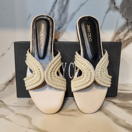 New Arrival – Jimmy Choo Flats | Women Footwear (Cream/Beige)