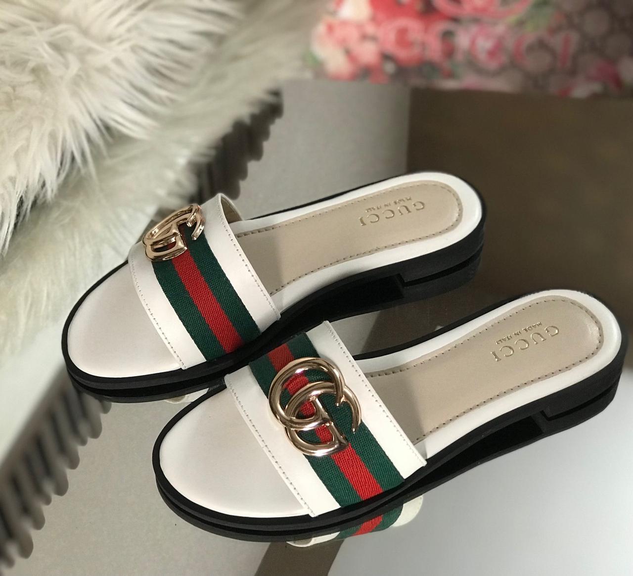 Gucci-Inspired High-Quality Slippers with Branded Box (White)
