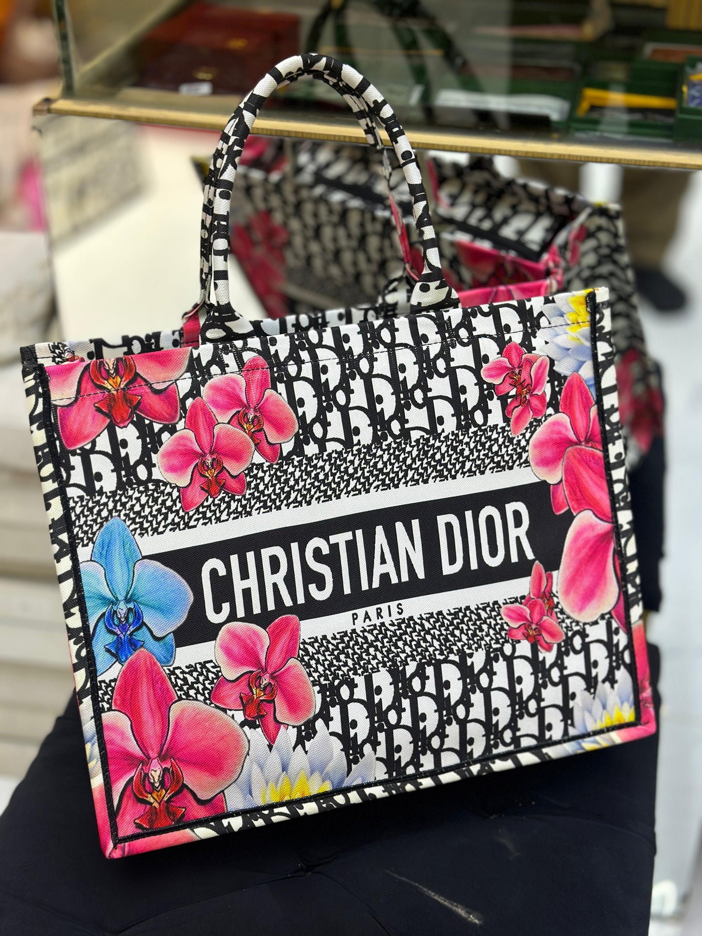 Christian Dior Women Bag – High-Quality Denim Tote (Pink/White/Black)