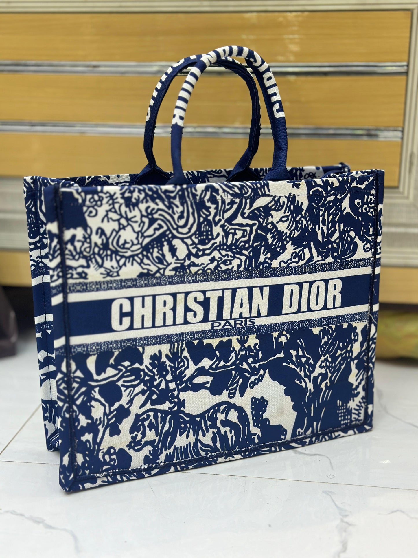 Christian Dior Women Bag – High-Quality Denim Tote (Blue/White-1)