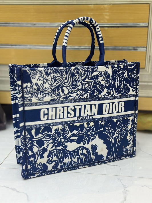 Christian Dior Women Bag – High-Quality Denim Tote (Blue/White-1)