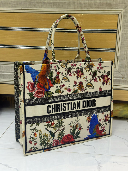 Christian Dior Women Bag – High-Quality Denim Tote (White/Cream/Black)