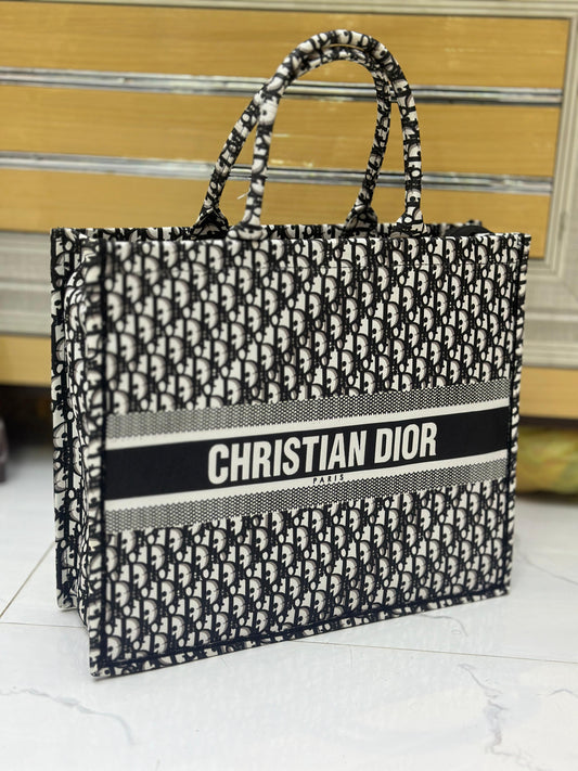 Christian Dior Women Bag – High-Quality Denim Tote (Black/White-2)