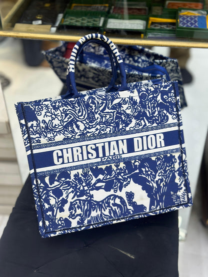 Christian Dior Women Bag – High-Quality Denim Tote (Blue/White-1)
