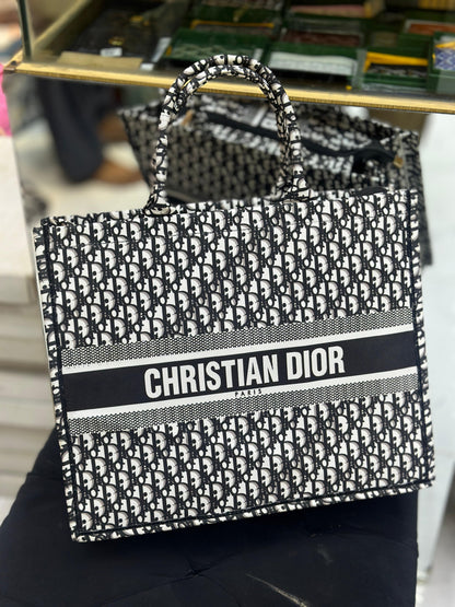 Christian Dior Women Bag – High-Quality Denim Tote (Black/White-2)