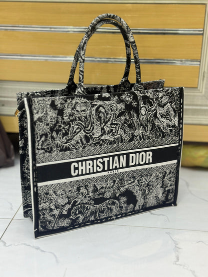 Christian Dior Women Bag – High-Quality Denim Tote (Black/White-1)