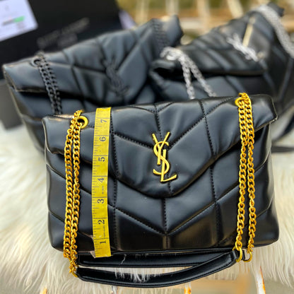 YSL Women Bag – Elegant Crossbody Design (Black/Gold)