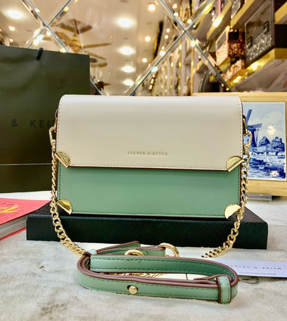 Charles & Keith Crossbody Women Bag – Premium Quality (Beige/Green)