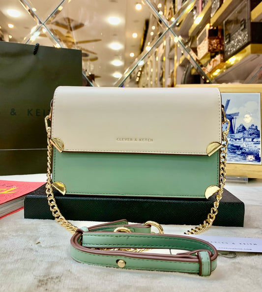 Charles & Keith Crossbody Women Bag – Premium Quality (Beige/Green)