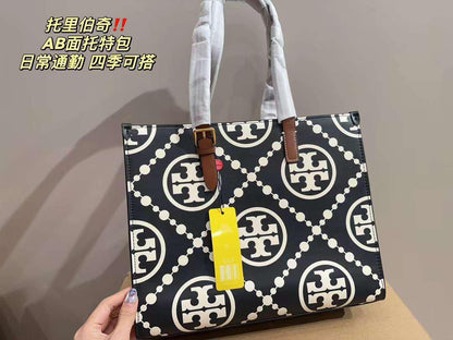 Tory Burch Small T Monogram Contrast Embossed Tote – Timeless Elegance (Black/White)