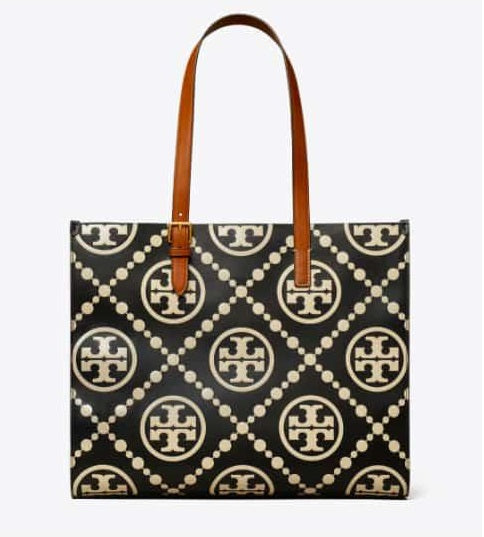 Tory Burch Small T Monogram Contrast Embossed Tote – Timeless Elegance (Black/White)