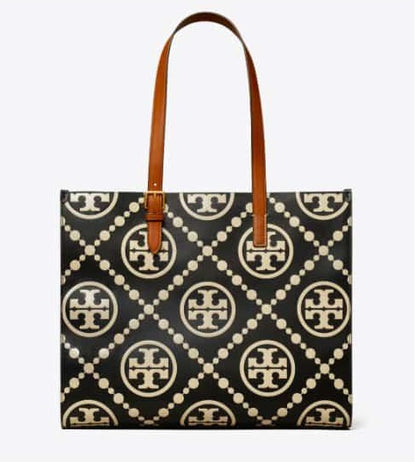 Tory Burch Small T Monogram Contrast Embossed Tote – Timeless Elegance (Black/White)