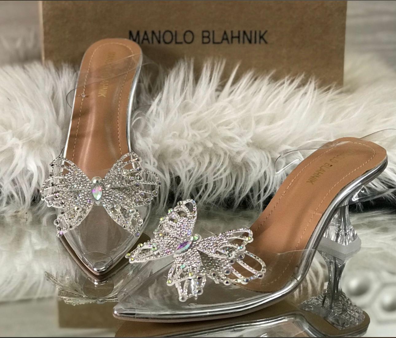 MANOLO BLAHNIK Transparent Women Heel – Timeless Elegance (Silver)