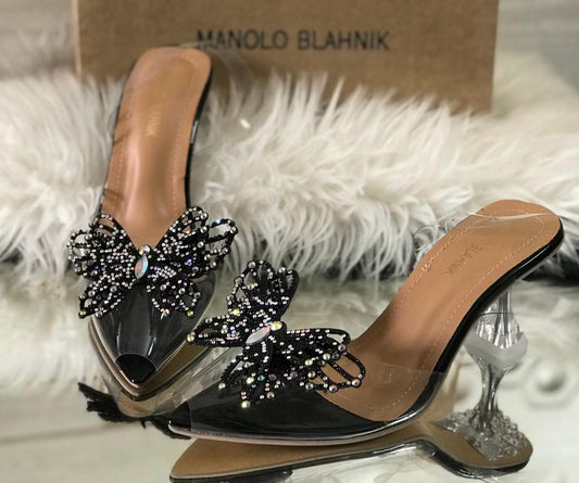 MANOLO BLAHNIK Transparent Women Heel – Timeless Elegance (Black)