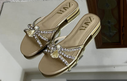 ZARA Stone Flat for Women (Gold)