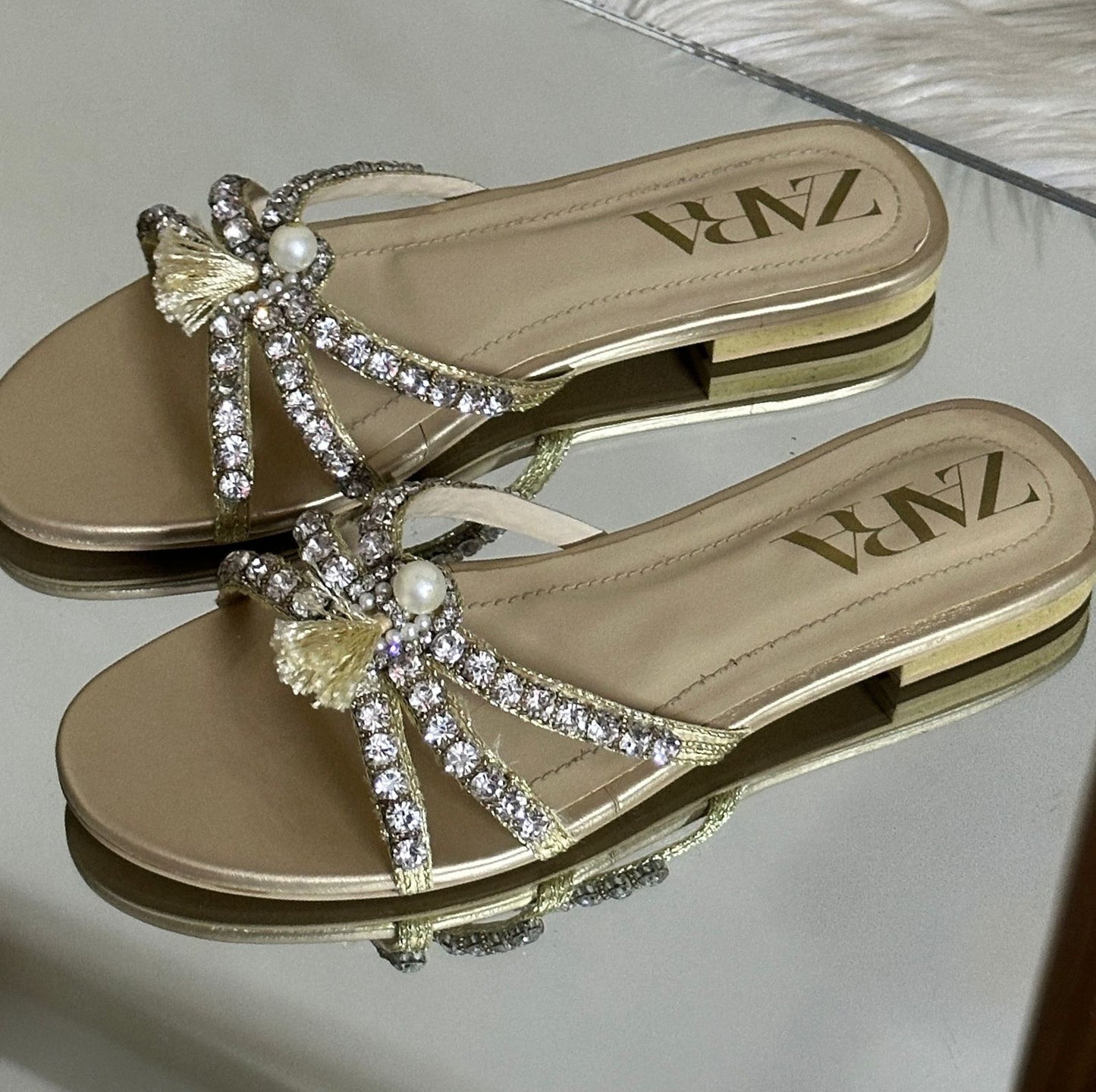 ZARA Stone Flat for Women (Gold)