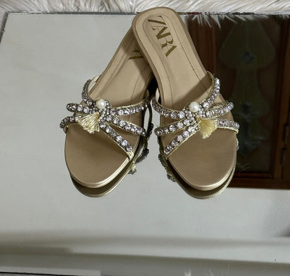 ZARA Stone Flat for Women (Gold)
