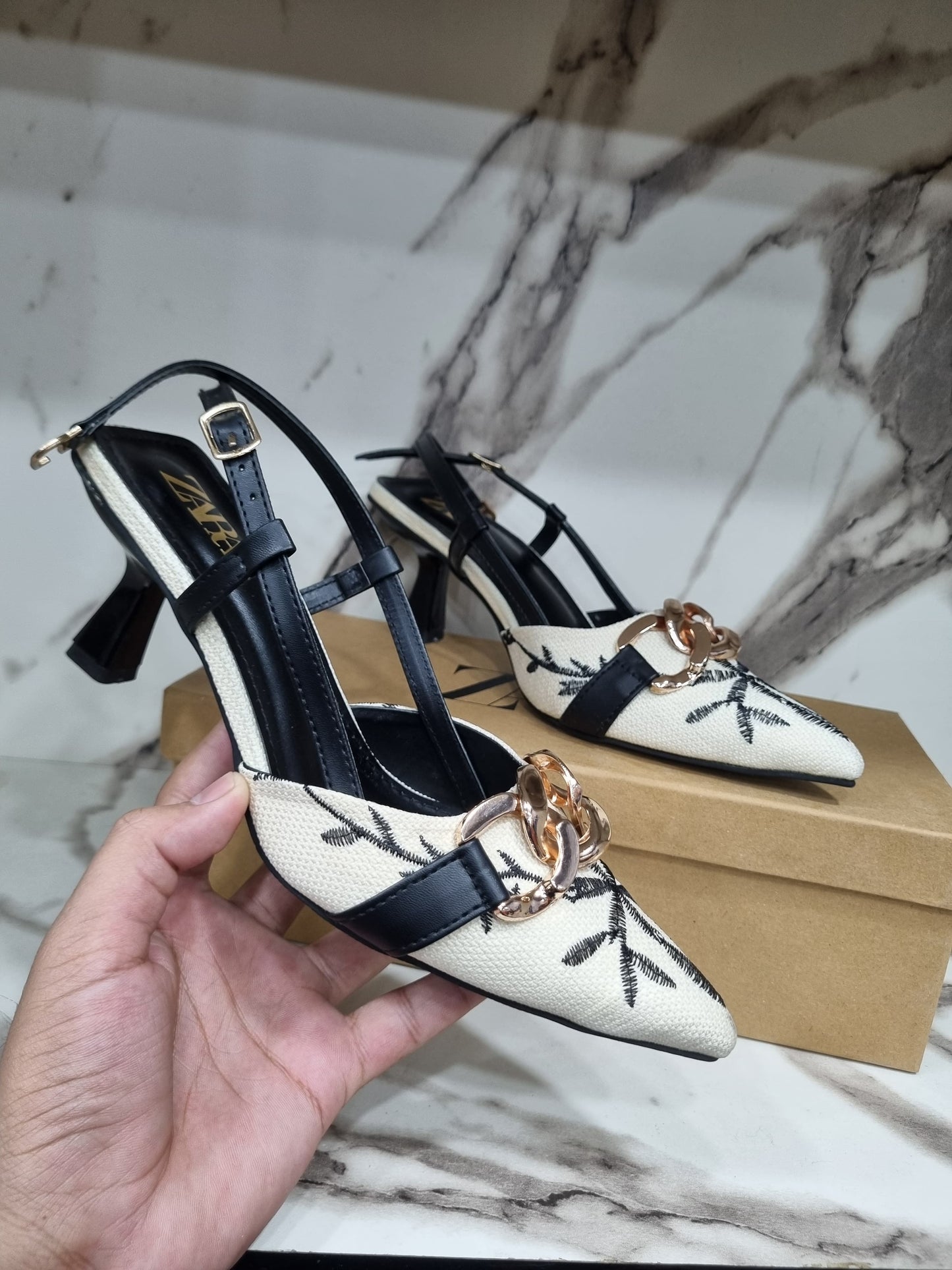 ZARA Petal Decor Women's Heels – Elegant & Chic