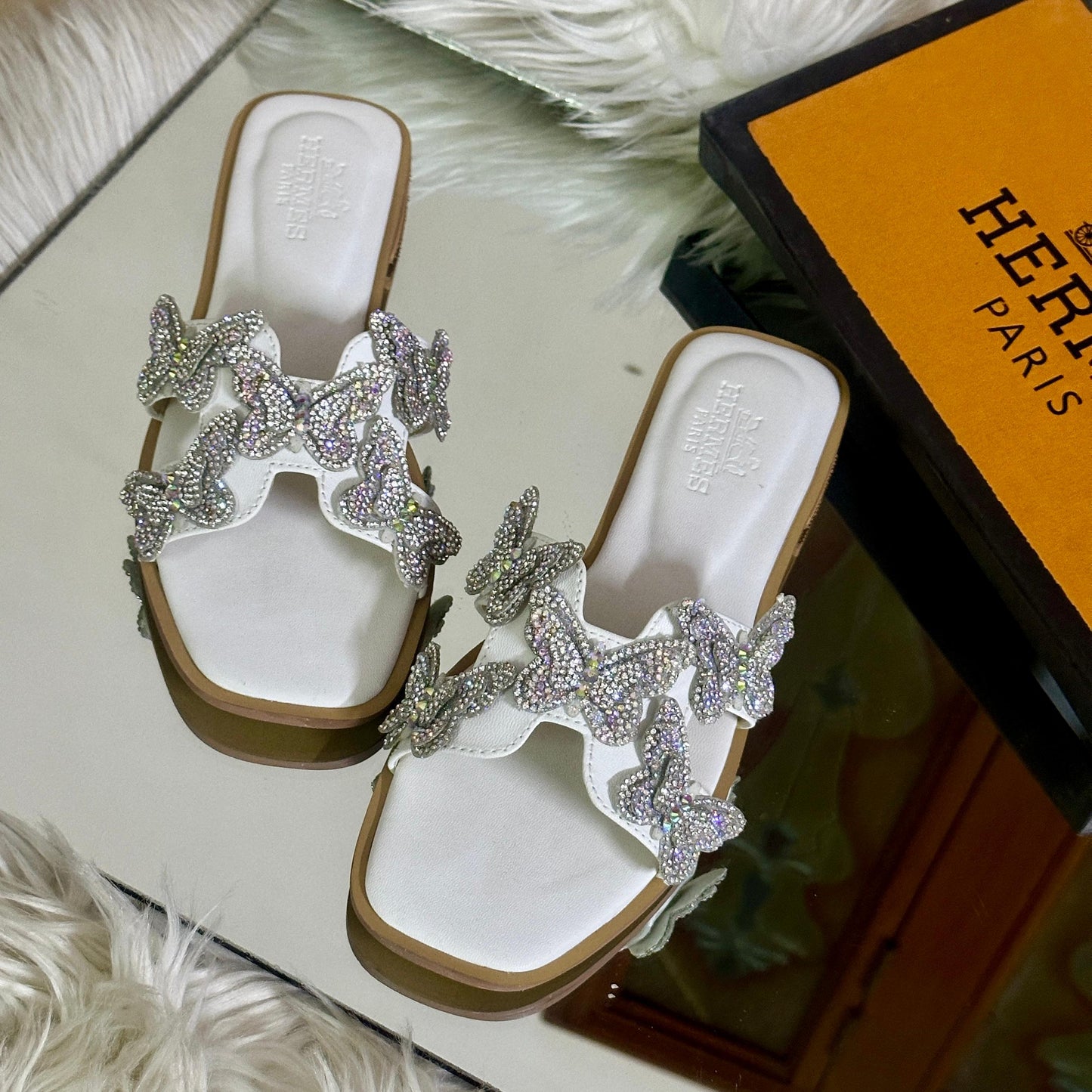 HERMÈS Women's Slippers – Timeless Elegance & Comfort (Silver)