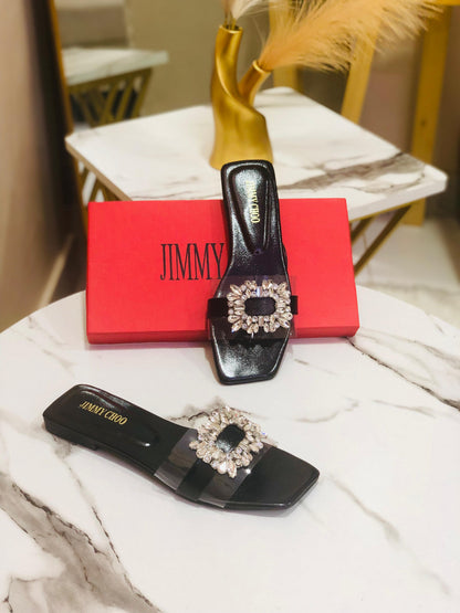 Jimmy Choo Women Flat Slippers New Arrival – Eid Collection (Black)