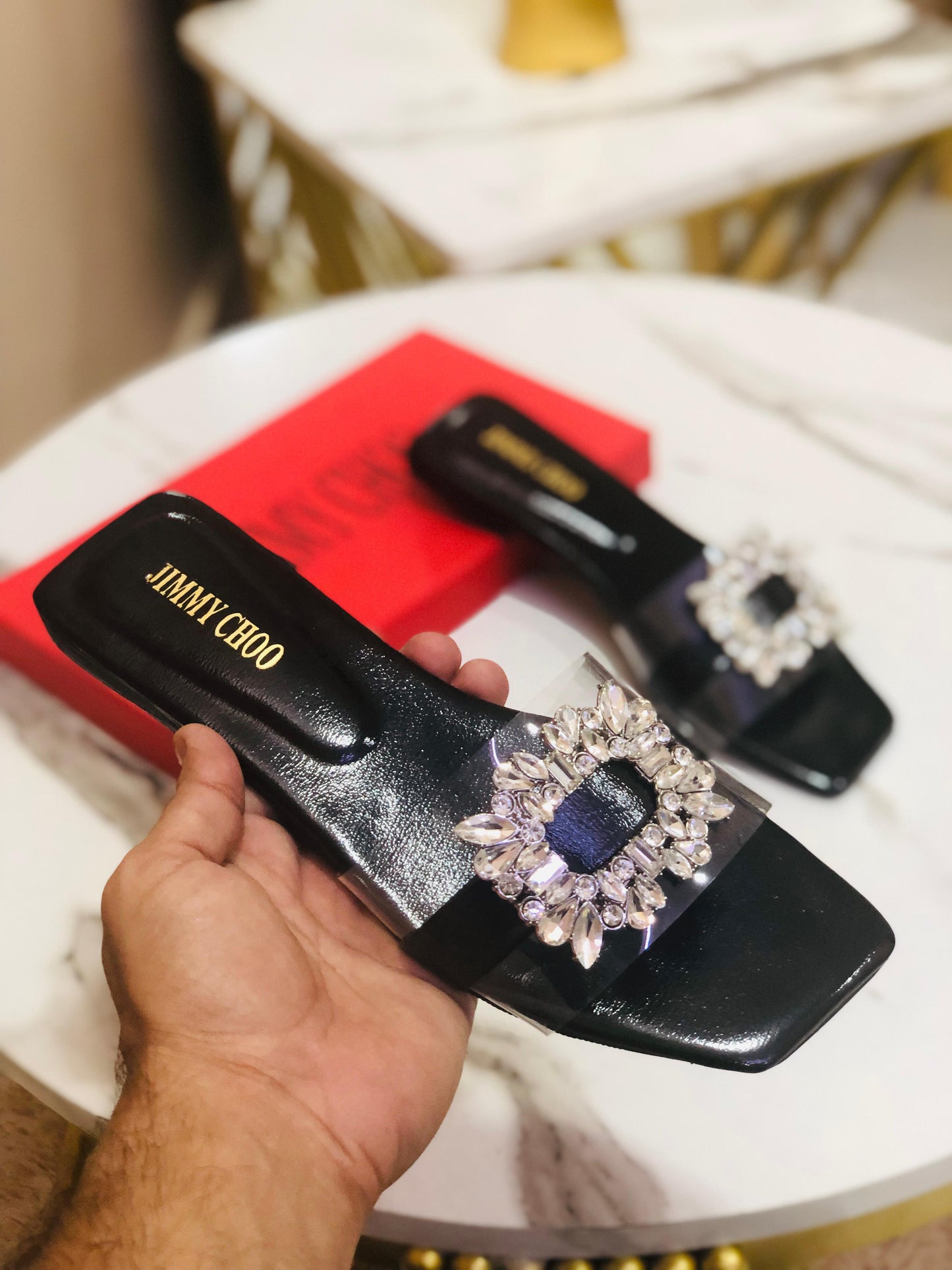 Jimmy Choo Women Flat Slippers New Arrival – Eid Collection (Black)