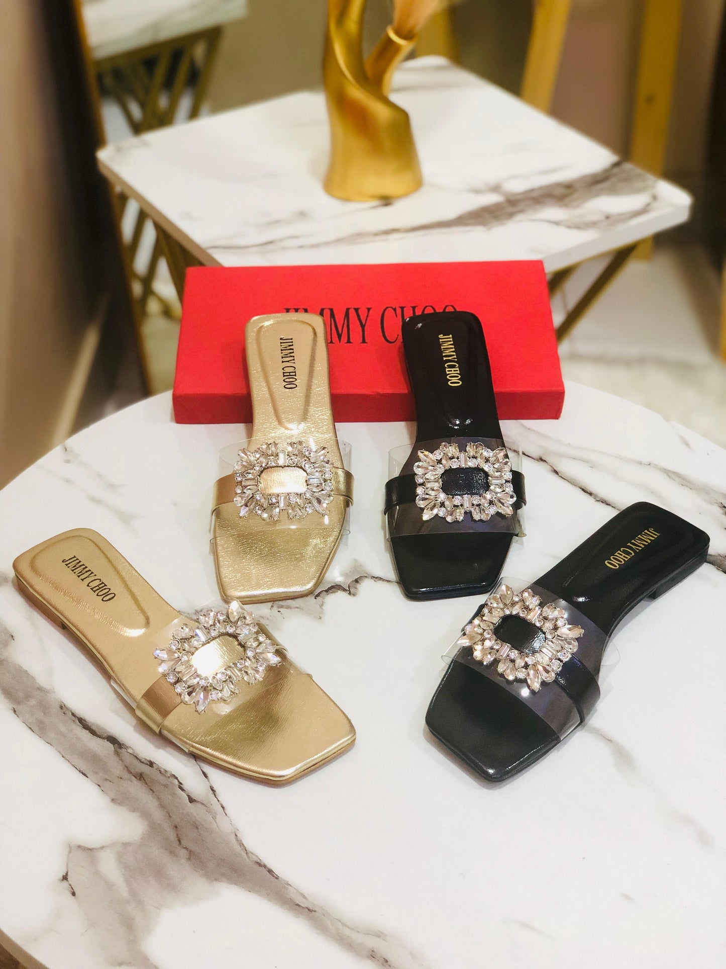 Jimmy Choo Women Flat Slippers New Arrival – Eid Collection (Black)