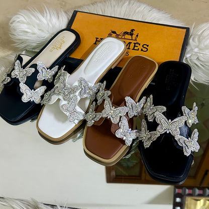 HERMÈS Women's Slippers – Timeless Elegance & Comfort (Silver)