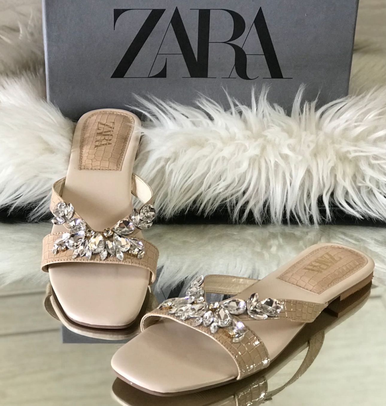 ZARA – Stone Flat Women Footwear (Beige)